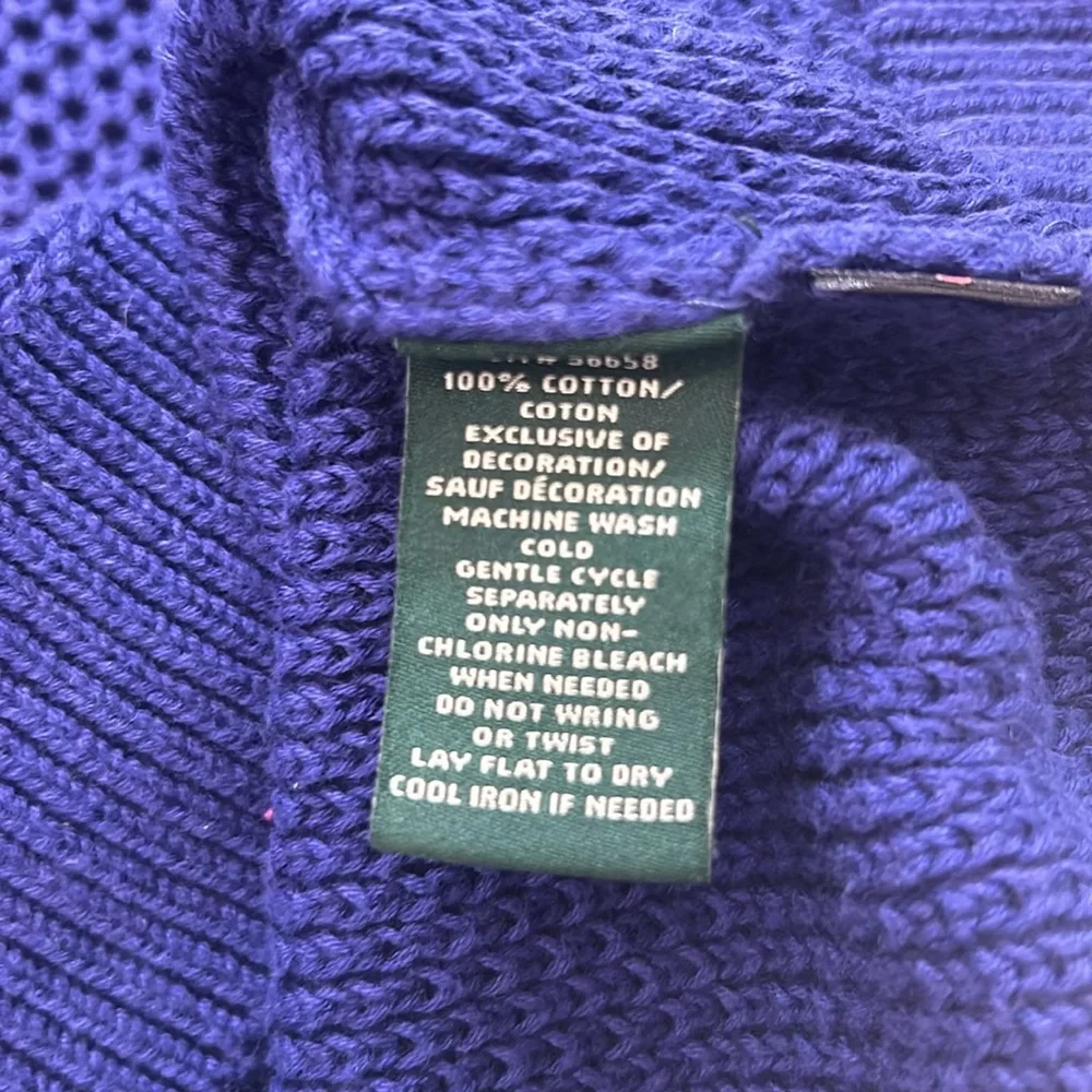 Lauren Ralph Lauren Waffle Knit 100% Cotton Hoodie Purple/Blue Size Large - Picture 16 of 16